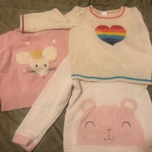 Set of 3 baby girl sweaters size 18/24 mth